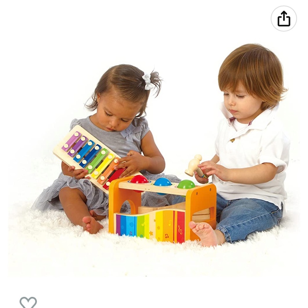 Hape Pound & Tap Bench with Slide Out Xylophone - Wooden Musical Toy - Toddlers